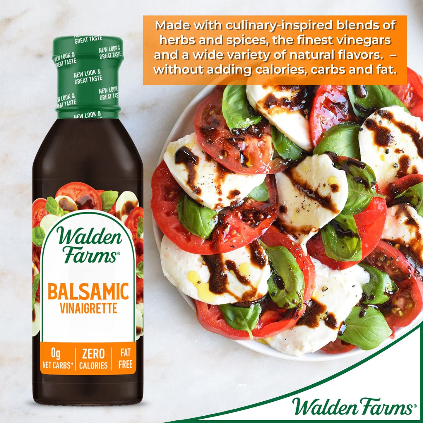 Walden Farms Balsamic Vinaigrette Dressing, 6-Pack, Fresh Sweet Salad and Pizza Topping, Sugar Free, 0g Net Carbs, and Keto Friendly, Vegan, 12 oz. Bottles 12 Fl Oz (Pack of 6)