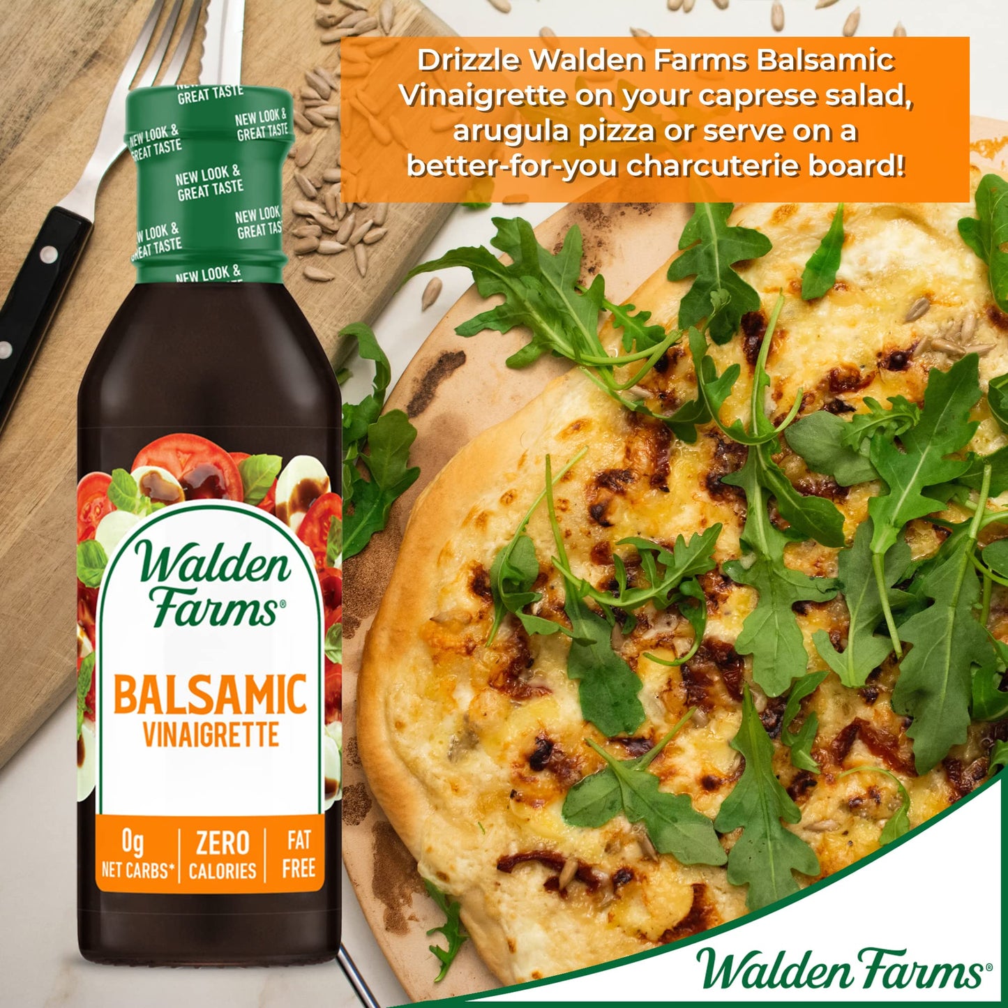 Walden Farms Balsamic Vinaigrette Dressing, 6-Pack, Fresh Sweet Salad and Pizza Topping, Sugar Free, 0g Net Carbs, and Keto Friendly, Vegan, 12 oz. Bottles 12 Fl Oz (Pack of 6)